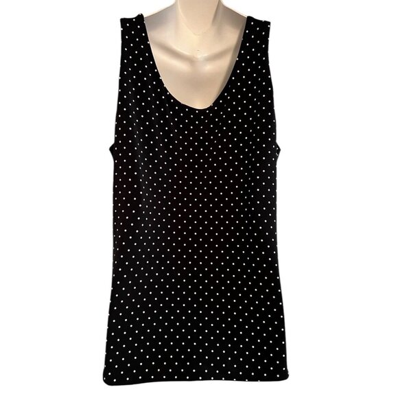 Reversible Tank Shell Top Black and White Polkadot & Black V-Neck Sleeveless Lg - Picture 4 of 9